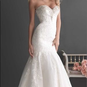 Allure Ivory and Silver Strapless Wedding Dress